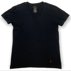 Polo men’s 100% cotton black short sleeve V-neck T-shirt, medium​​​​​​​​